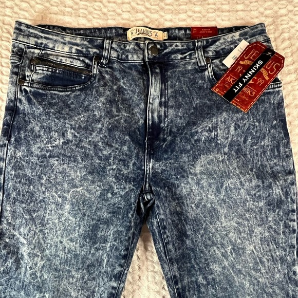 NWT Y2K Akademiks Jeanius Jeans 36x32 Acid Wash Skinny Fit Deadstock – Vintage - Picture 2 of 9